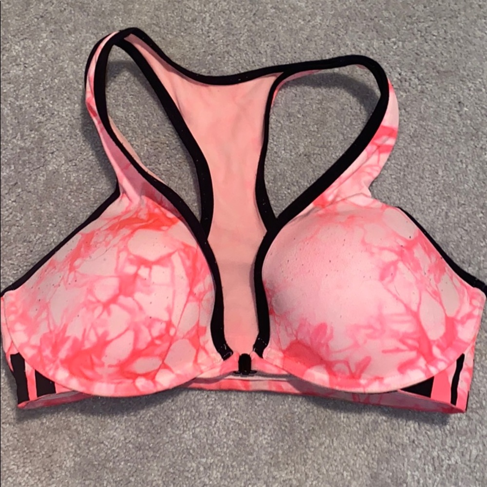 Front clasp tie die pink bra